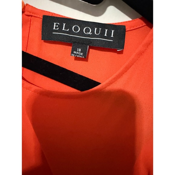 ELOQUII Orange Cold Shoulder Bubble Sleeve‎ Blouse Women's Size 18 - Picture 2 of 8